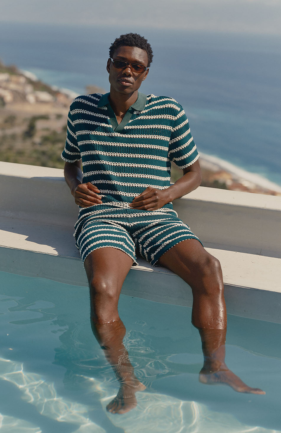 Romano Stripe Shorts in Green