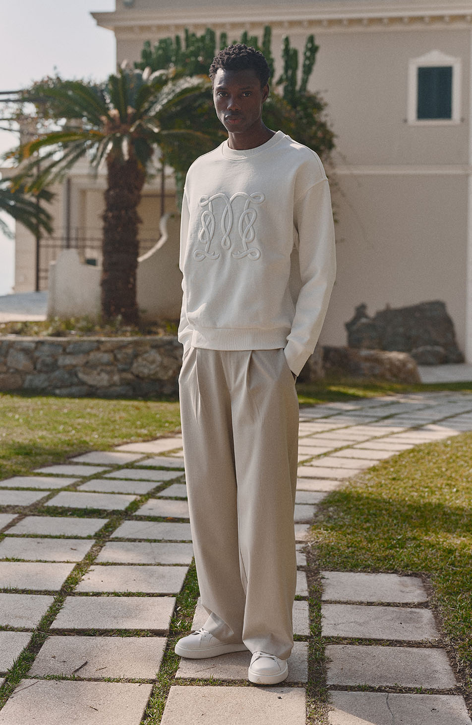 Embroidered Monogram Sweatshirt in White