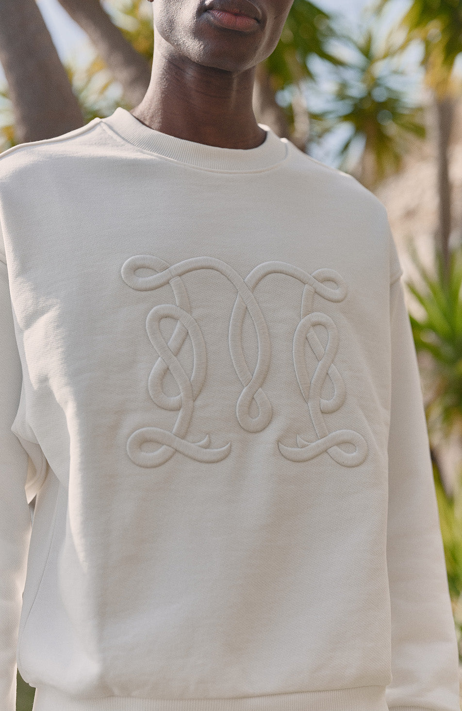 Embroidered Monogram Sweatshirt in White