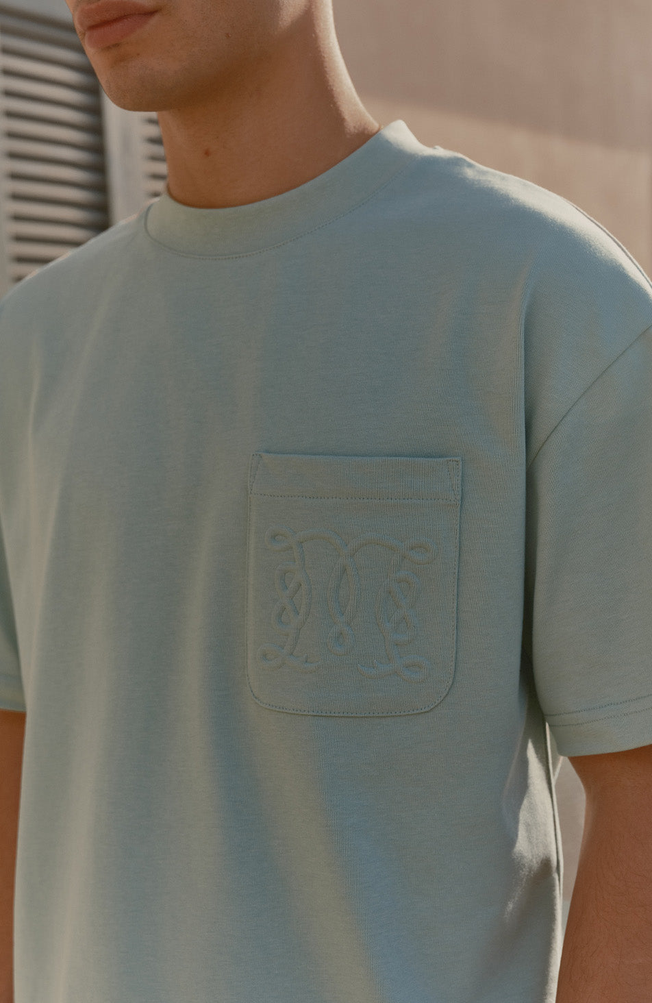 Embossed Monogram Pocket T-Shirt in Mint