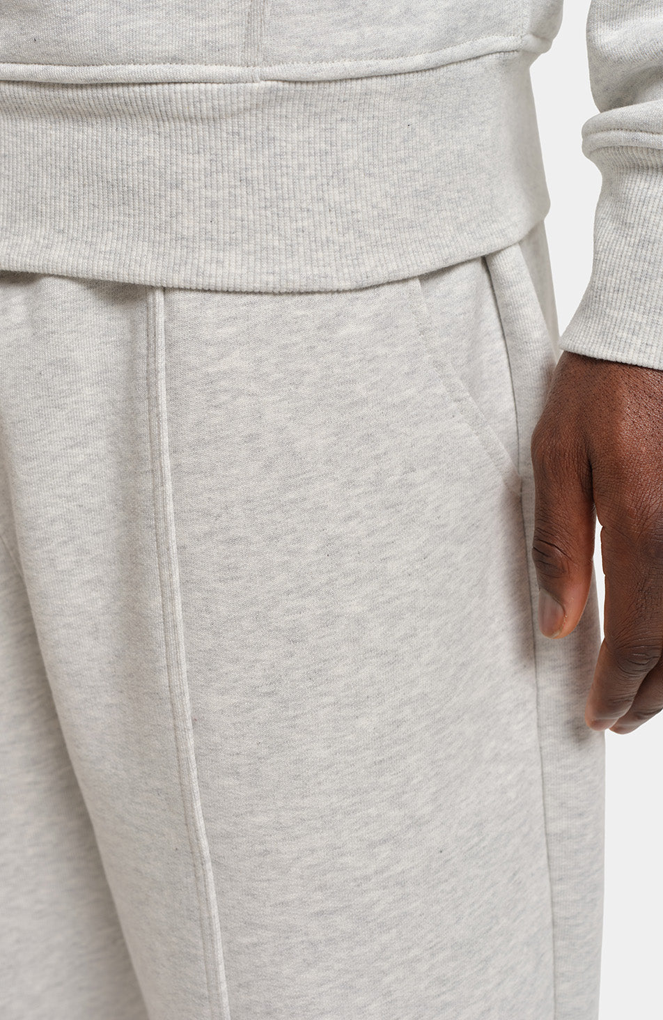 Embroidered Monogram Wide Leg Joggers in Grey Marl