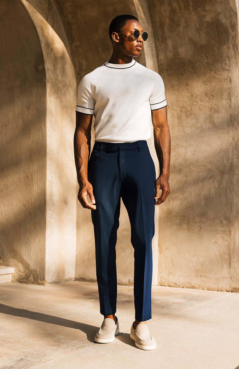 Aster Tailored Stretch Slim Leg Pants in Navy