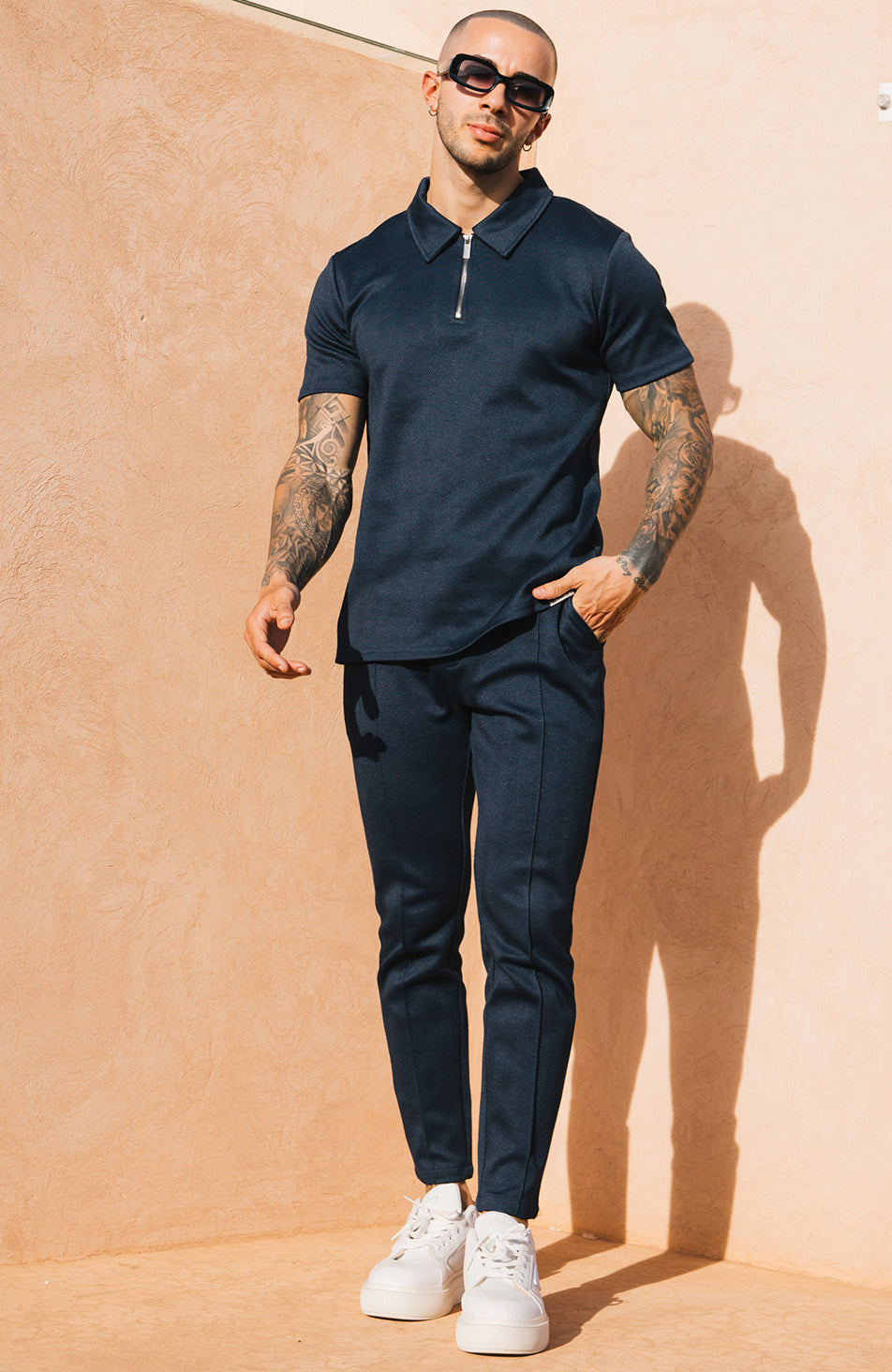 Zig Zag Pants in Navy