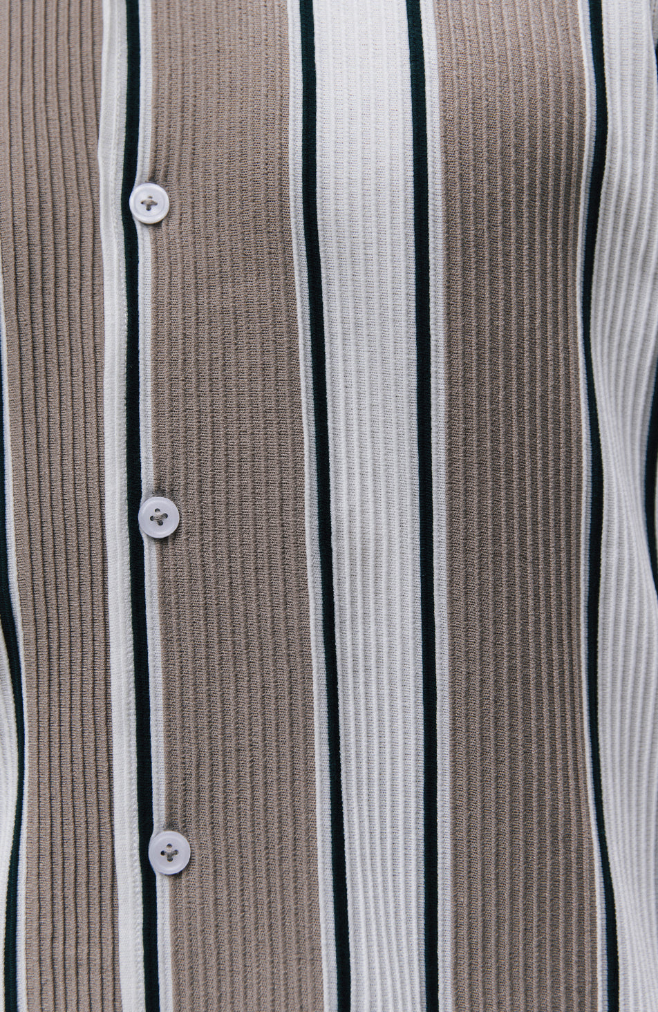 Portabello Regular Plisse Stripe Shirt in Taupe