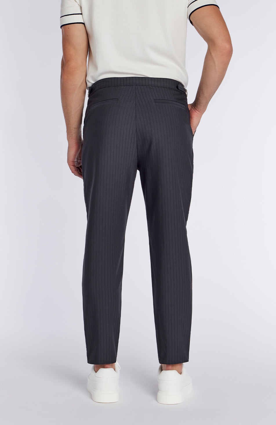 Savile Slim Pinstripe Chino Pants in Blue