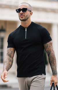 Signature Zip Tee in Black