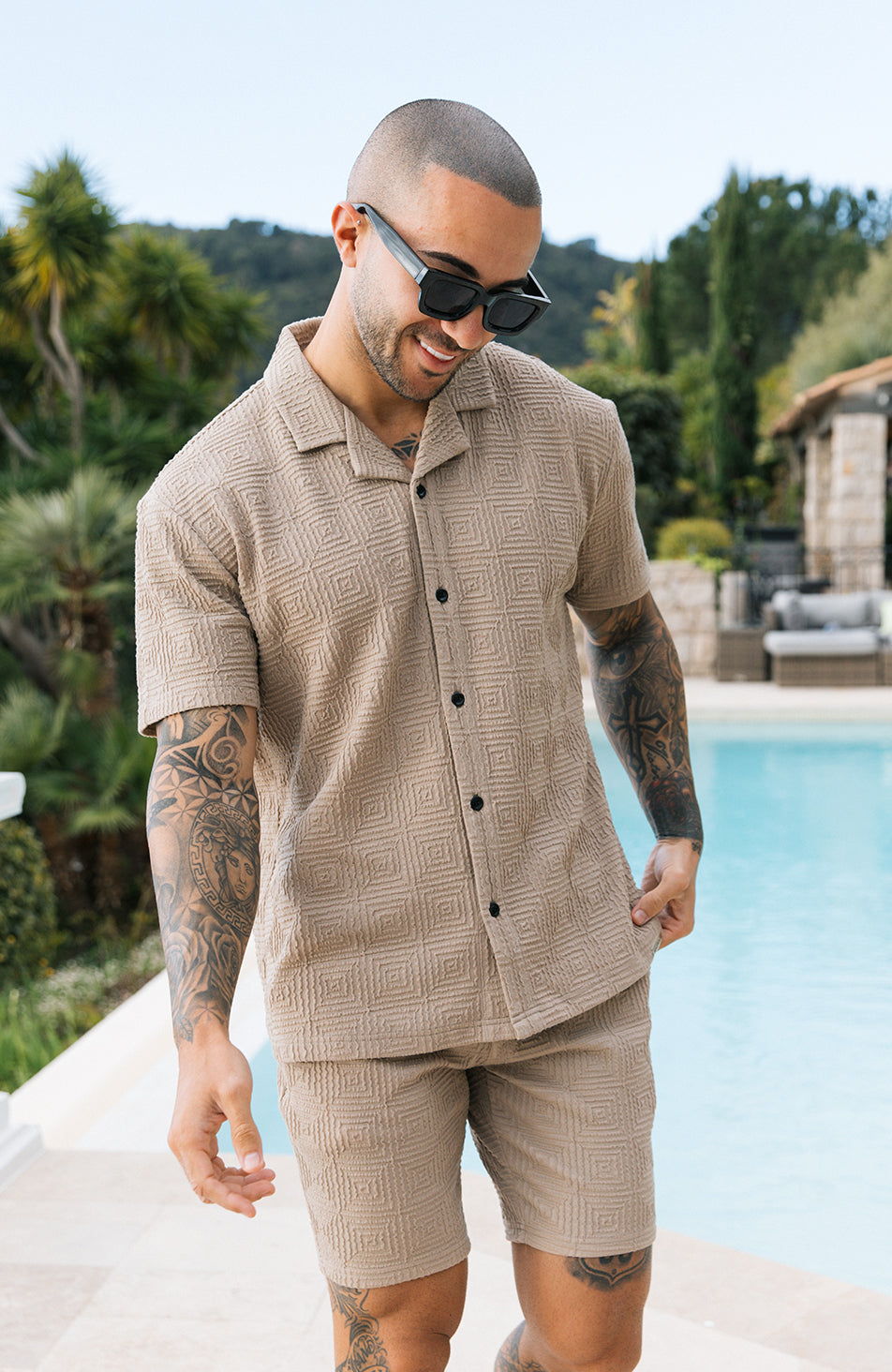 Enzo Jacquard Shirt in Taupe