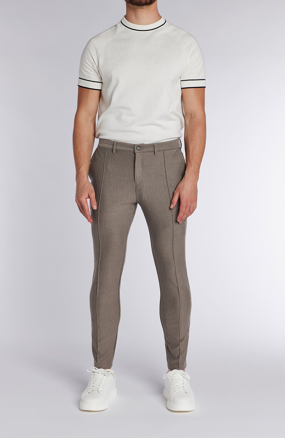 Tormore Slim Geo Textured Pants in Taupe