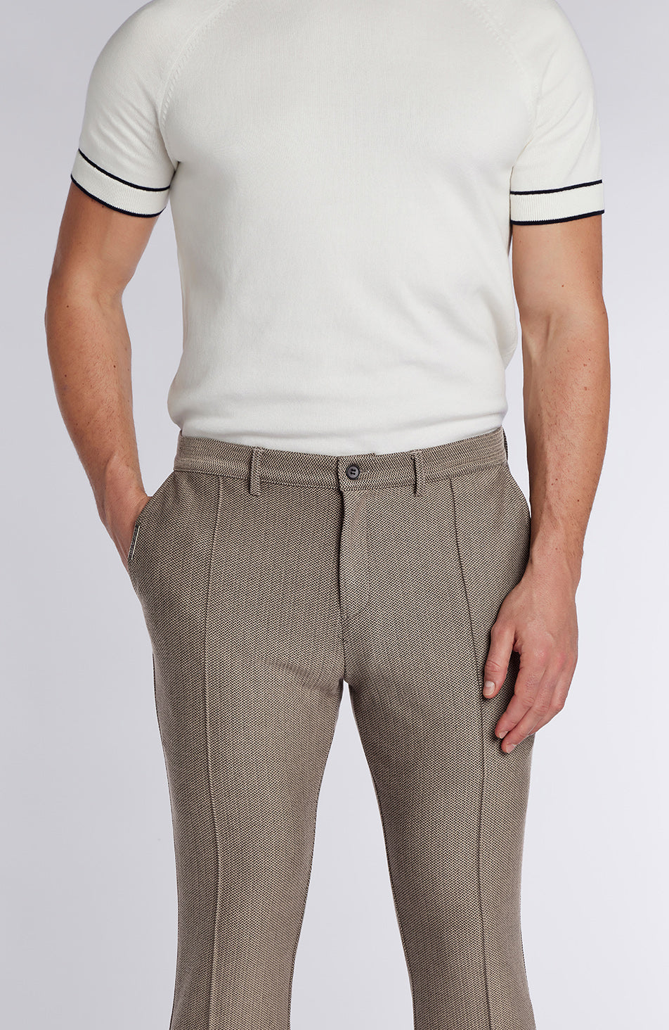 Tormore Slim Geo Textured Pants in Taupe