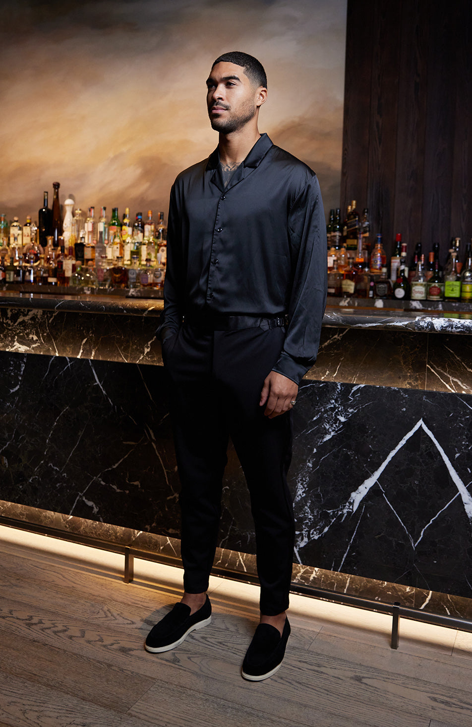 Blanton Slim Tux Chino pants in Black