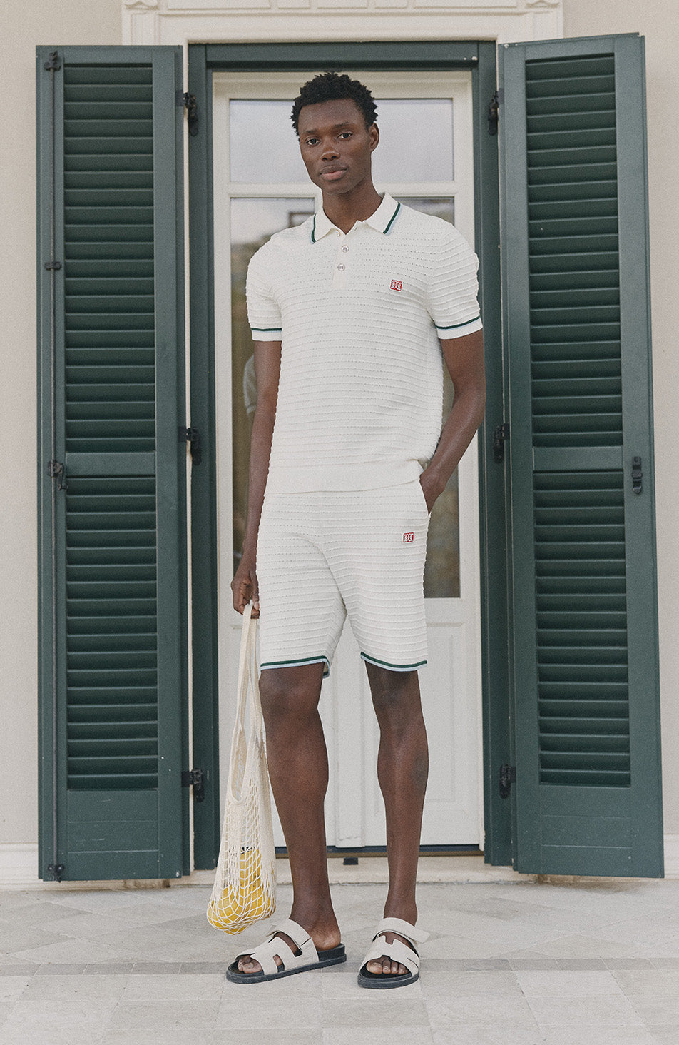 Riviera Knit Rib Polo in White