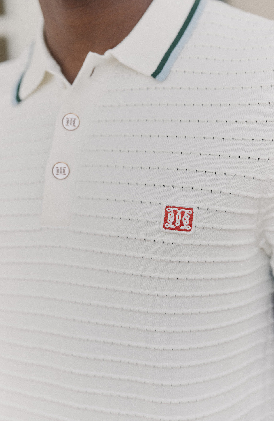 Riviera Knit Rib Polo in White