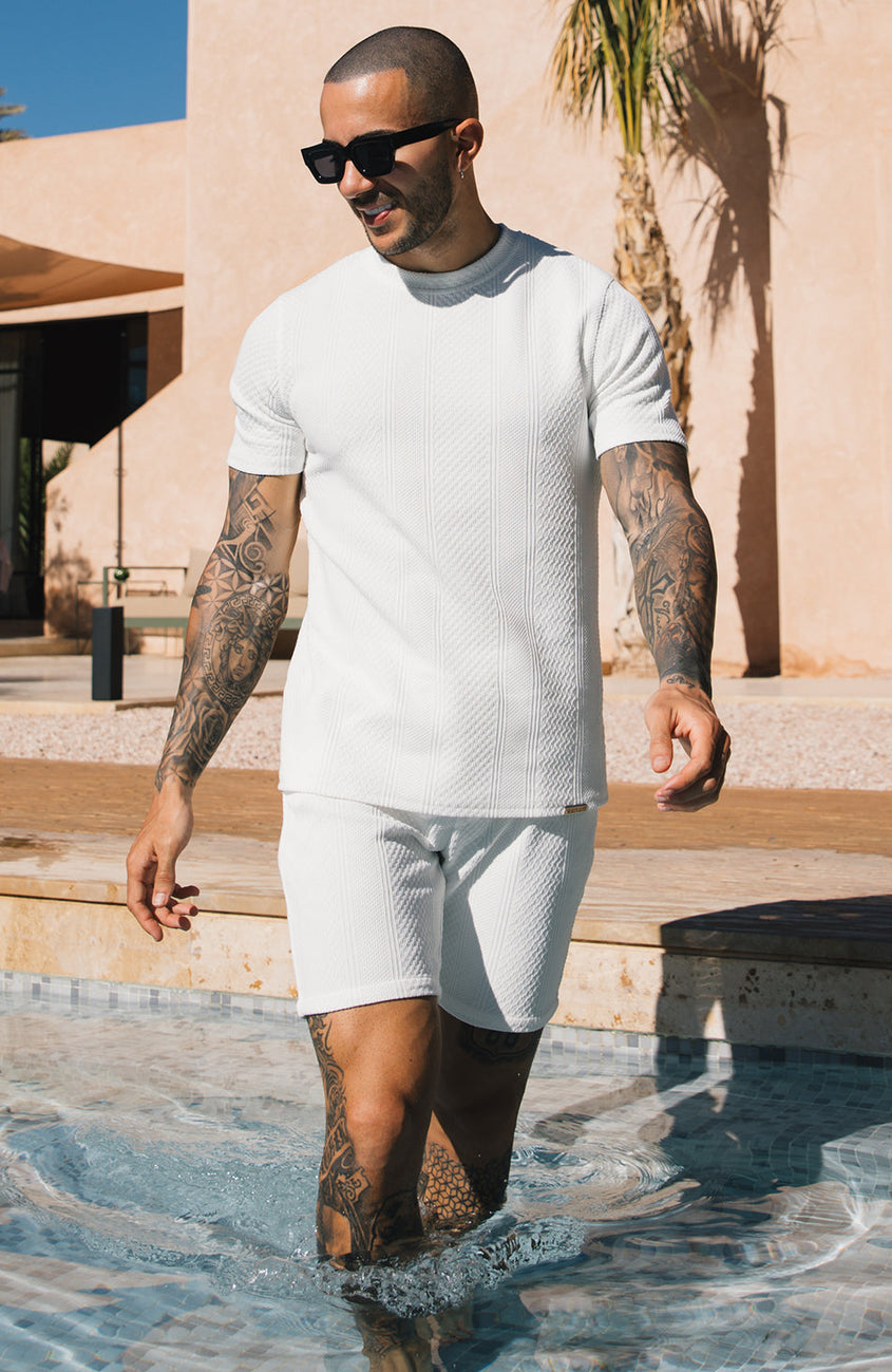 Cedro Slim Textured Tee in White