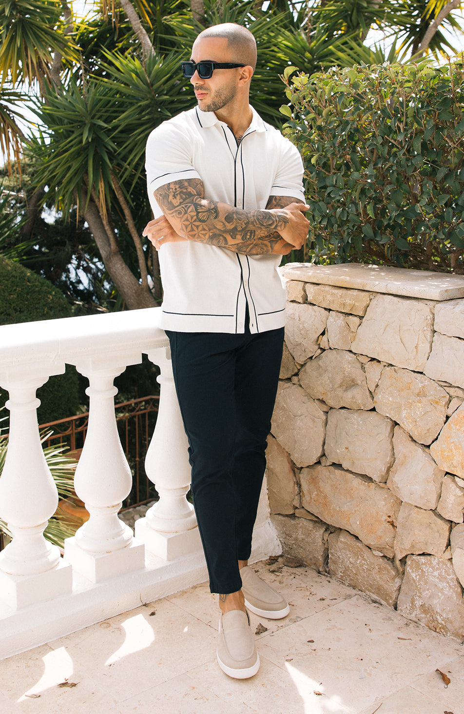 Luciano Slim Knit Shirt in White