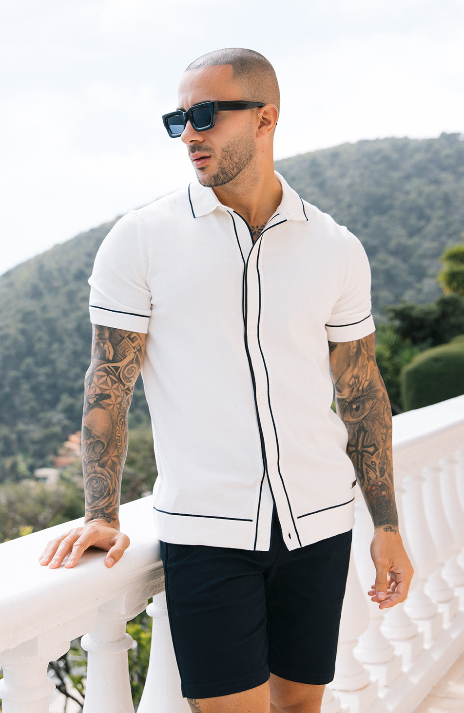 Luciano Slim Knit Shirt in White