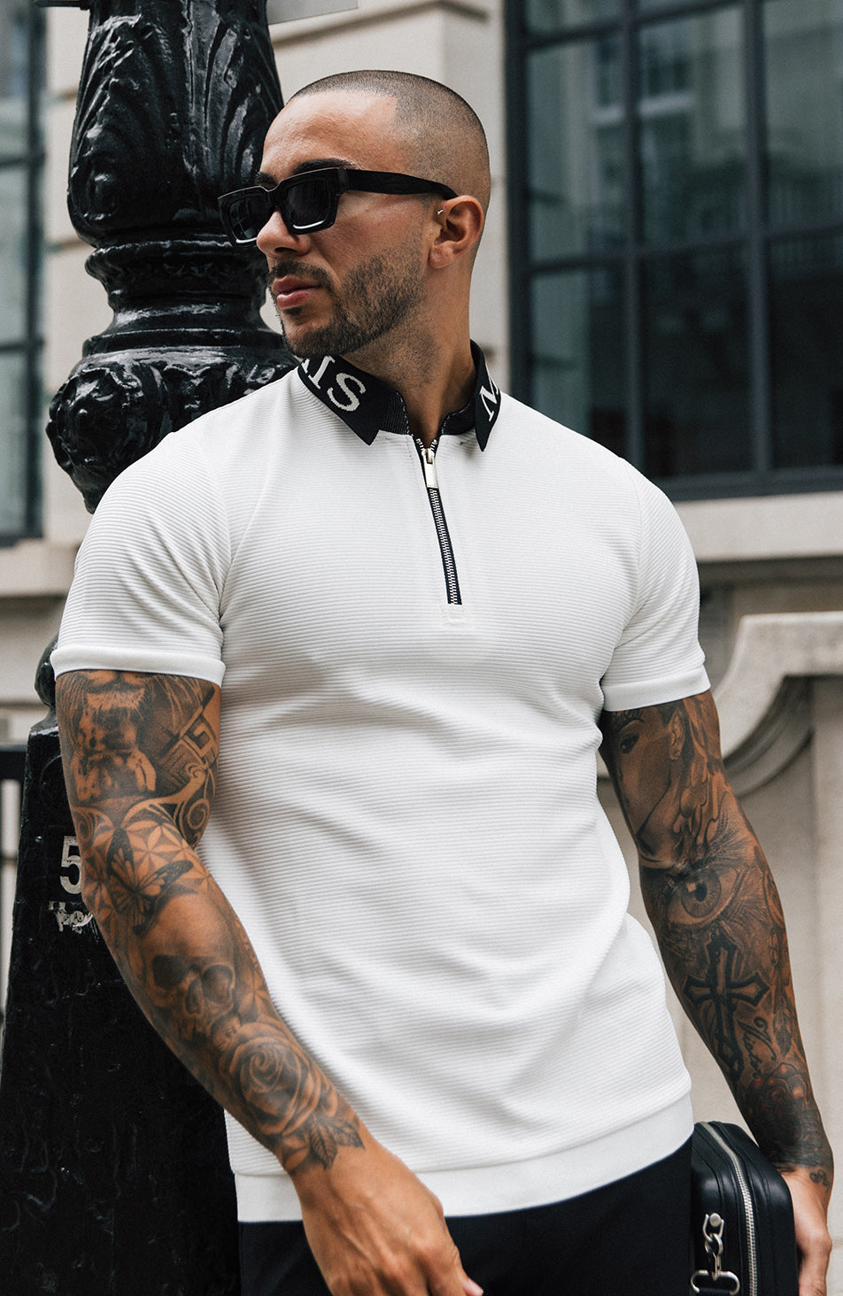 Premium Logo Collar Polo in White