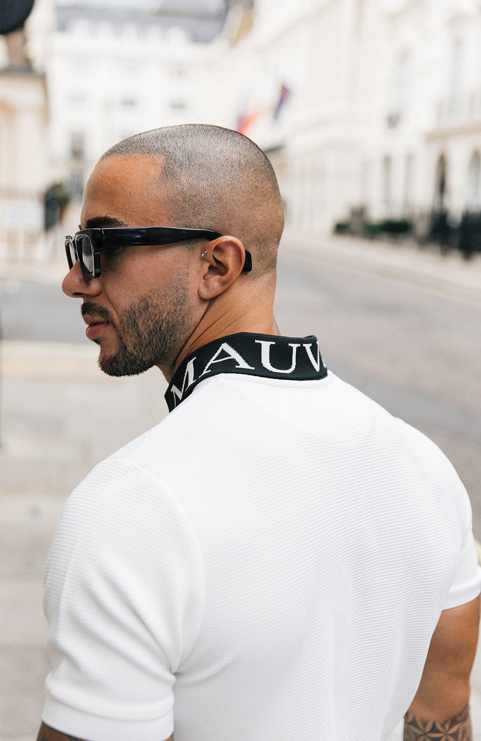 Premium Logo Collar Polo in White