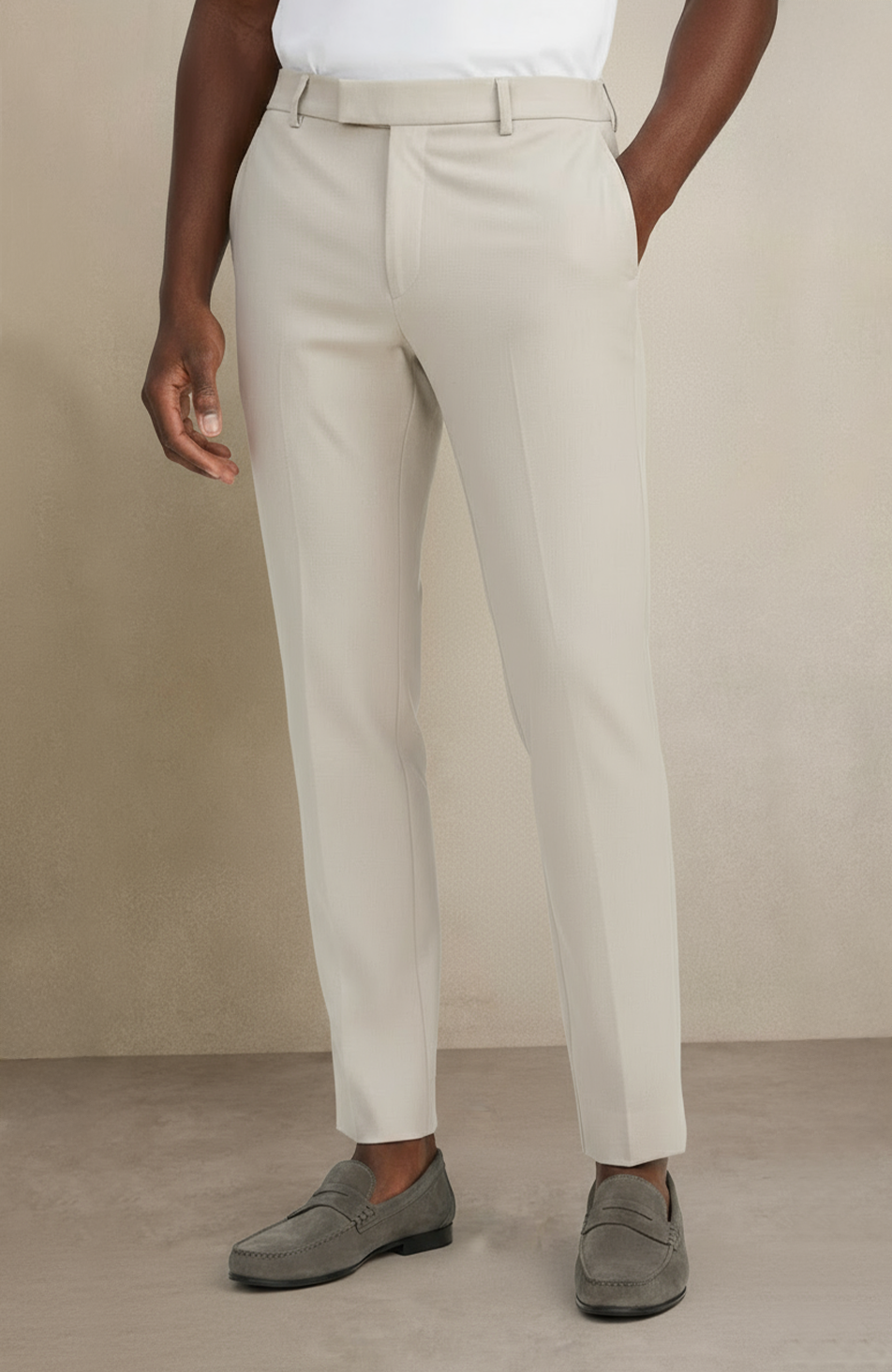 Aster Tailored Stretch Slim Leg Pants in Beige