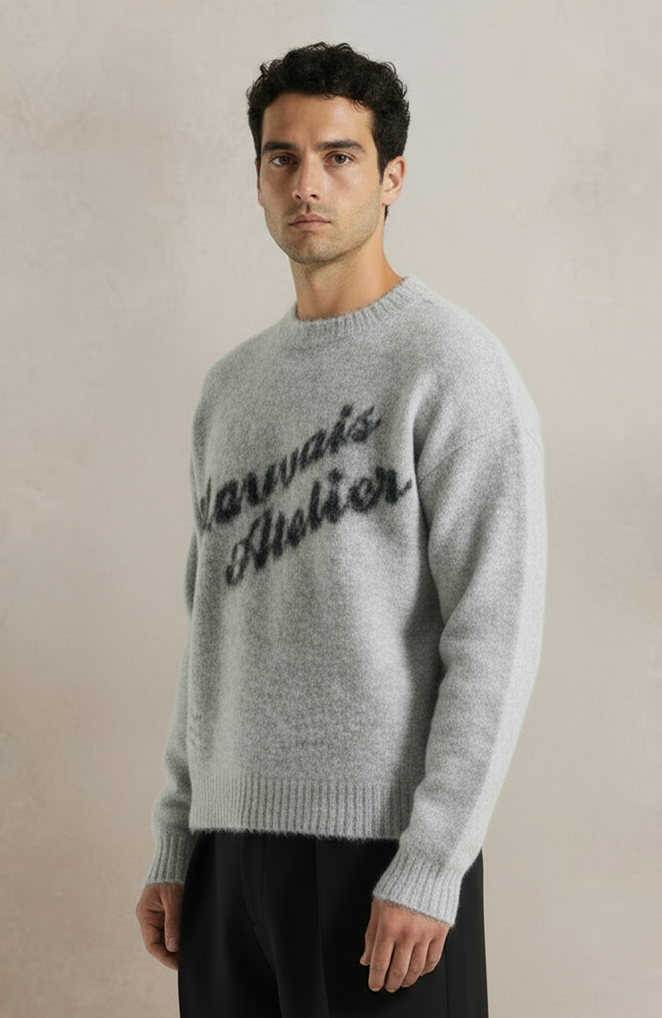 Atelier Oversized Brushed Knit Jumper in Grey