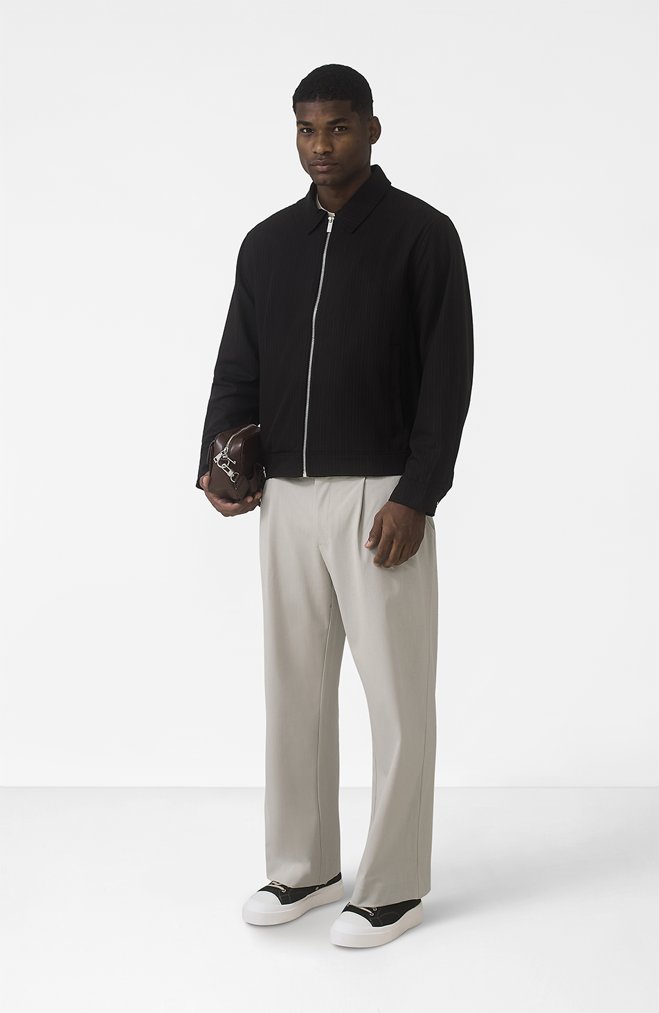 Savile Regular Pinstripe Jacket in Black