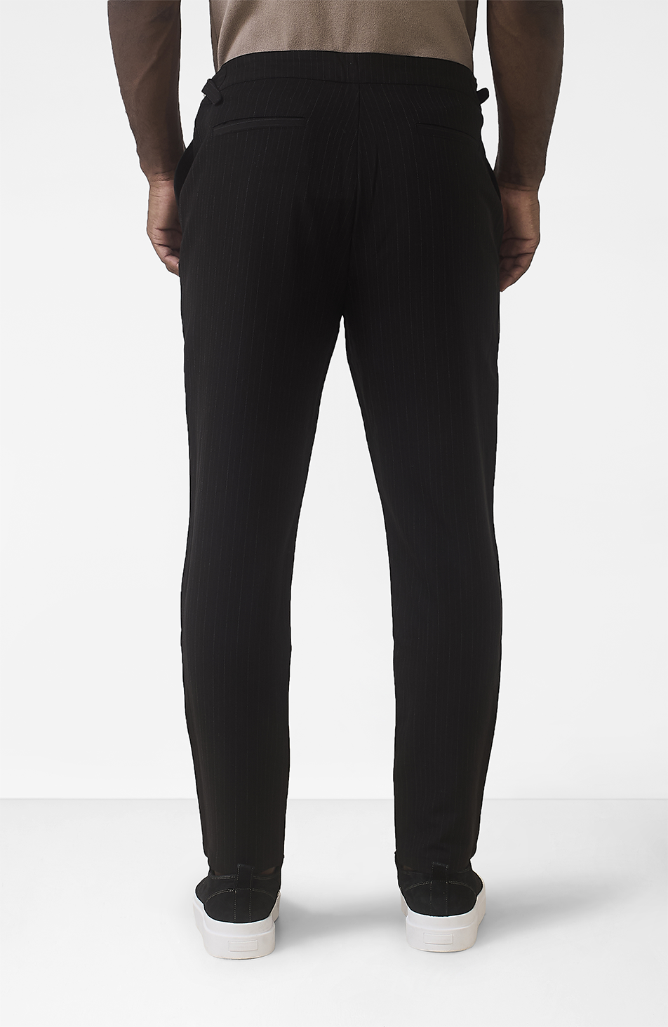 Savile Slim Pinstripe Chino Pants in Black