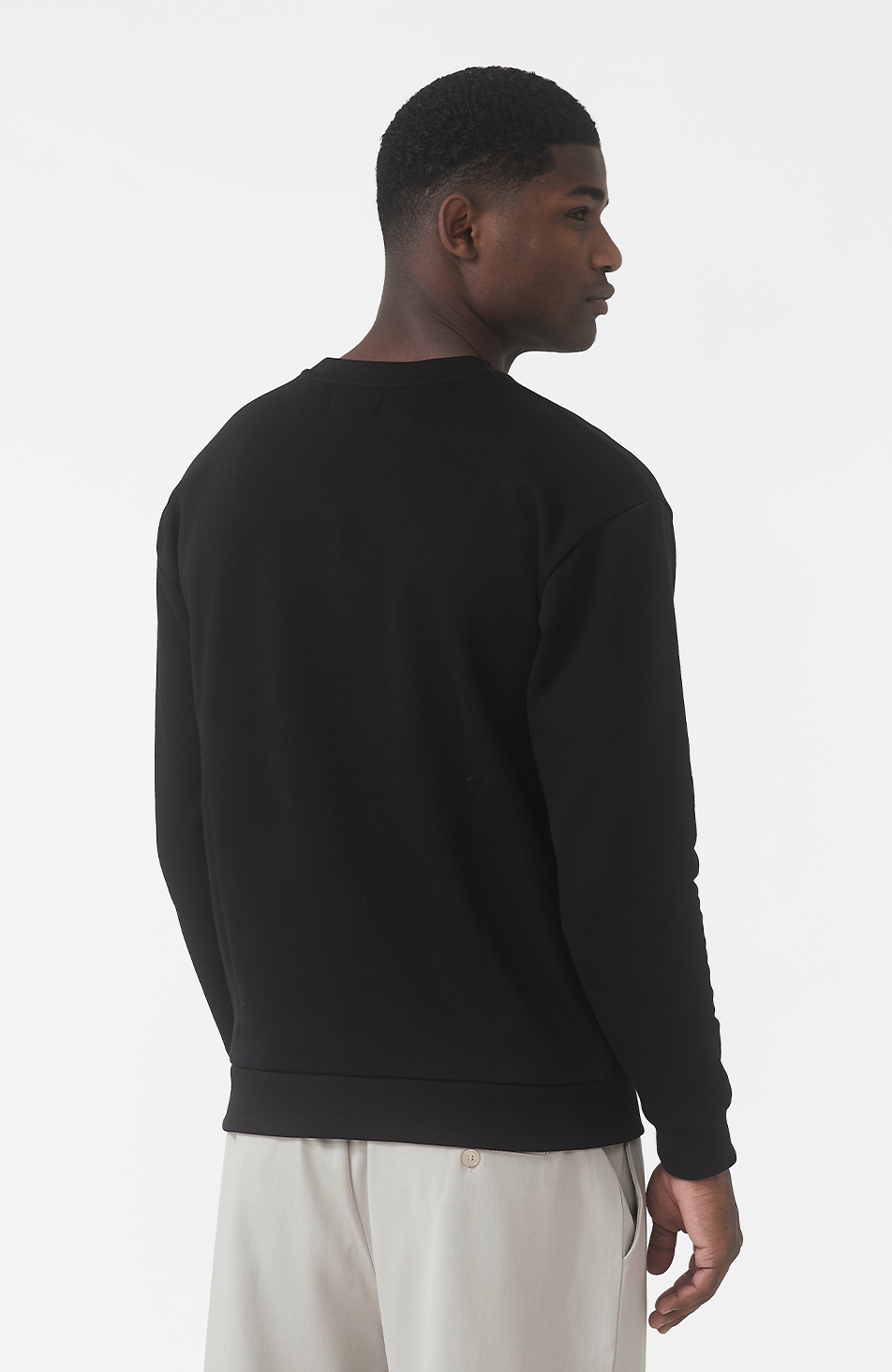 Ricamo Regular Logo Crew Sweatshirt in Black