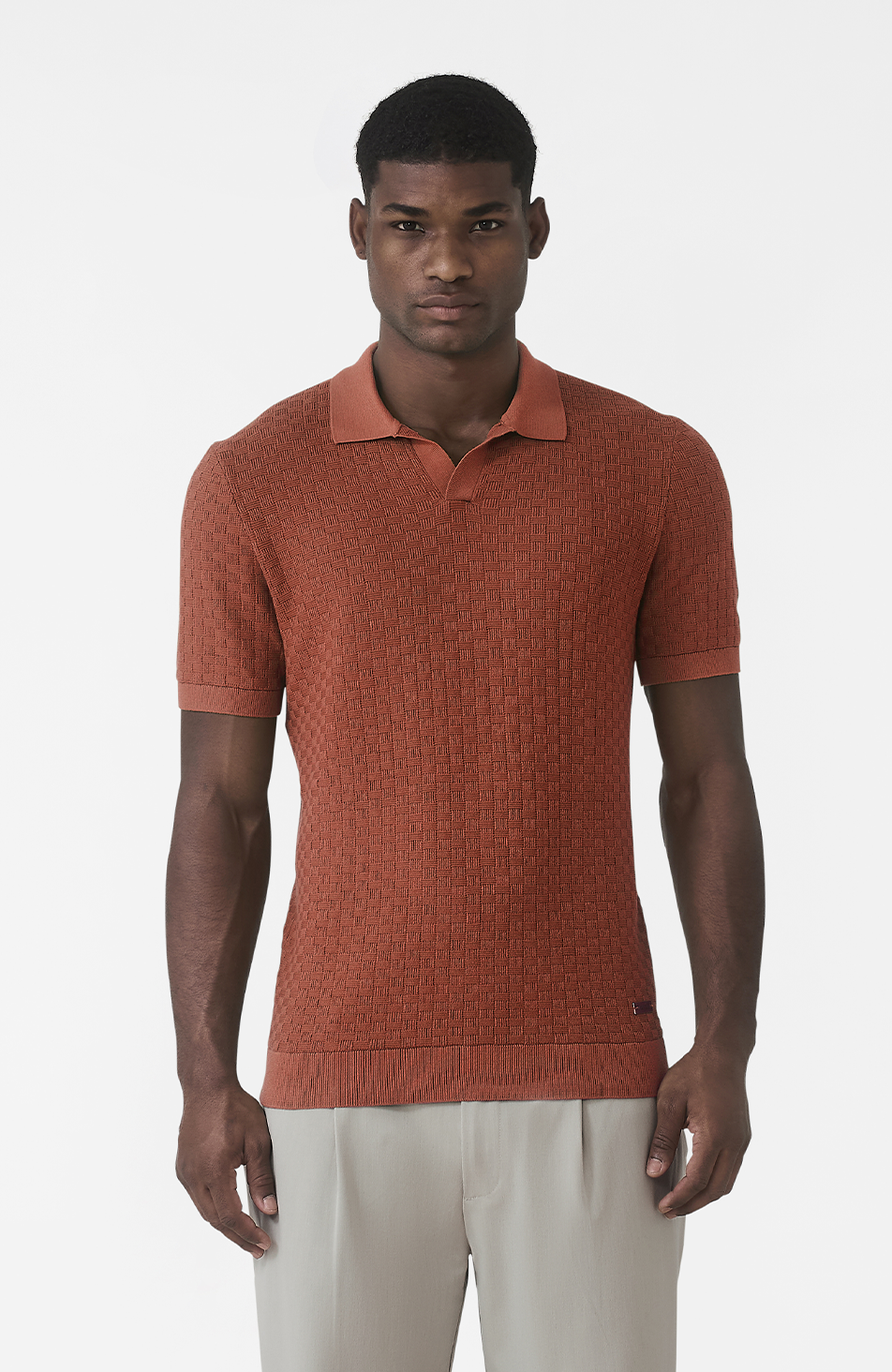 Nerano Slim Knit Polo in Canyon