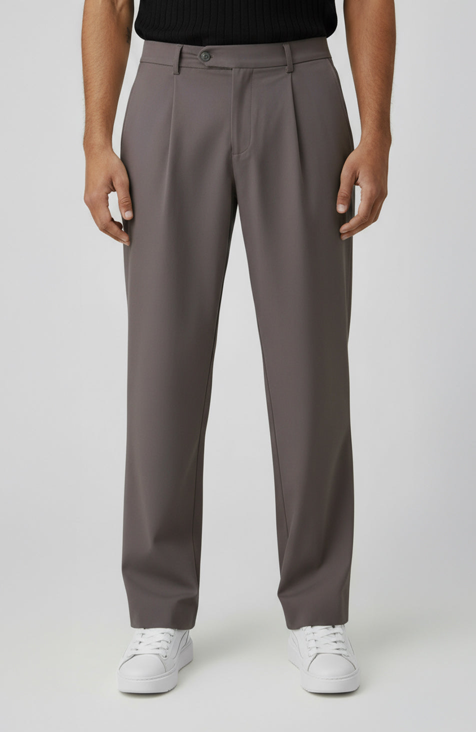 Como Relaxed Fit Pleated Tailored Pants in Taupe