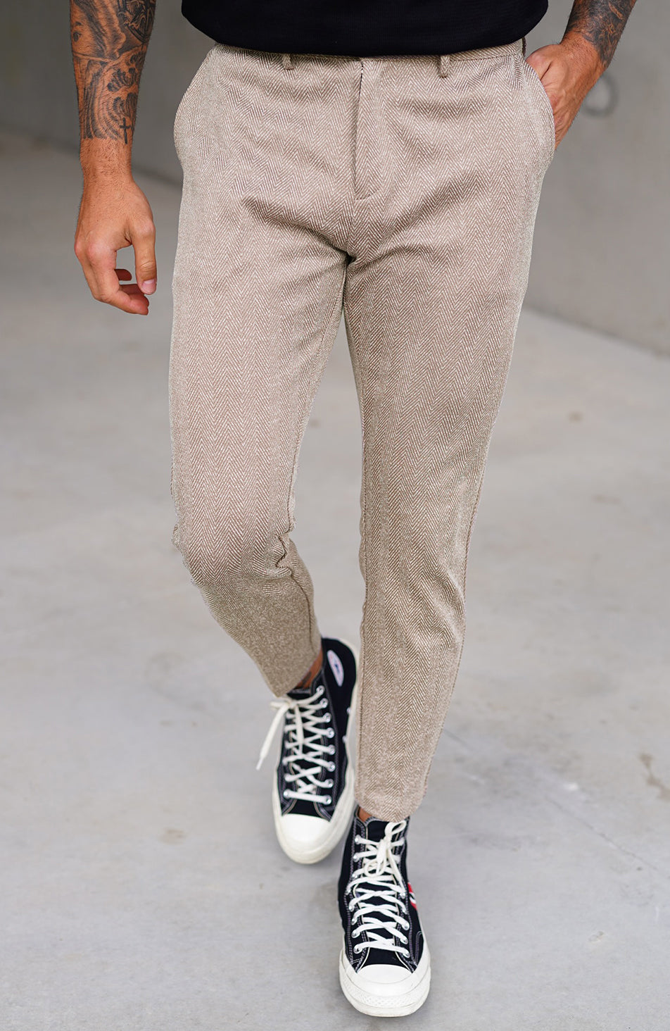 Zig Zag Premium Pants in Taupe