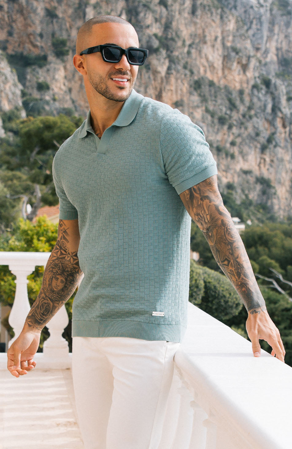 Nerano Knit Polo in Mint Green