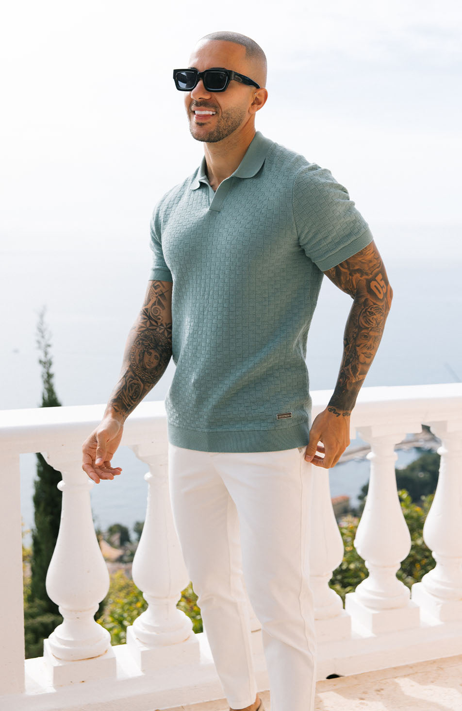 Nerano Knit Polo in Mint Green