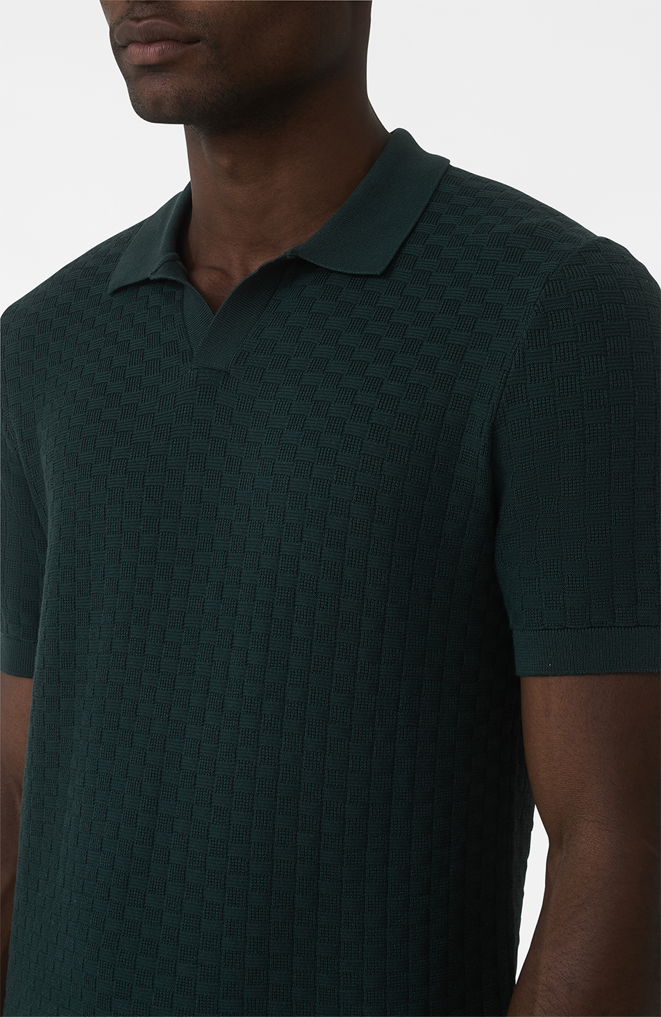 Nerano Slim Knit Polo in Dark Green