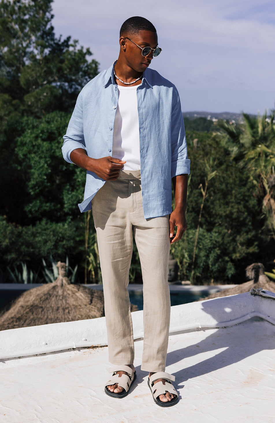Nammos Pure Linen Tailored Pants in Beige