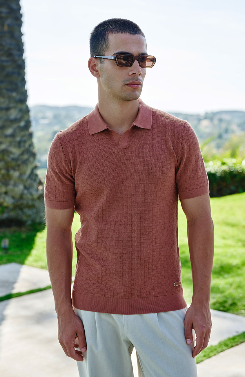 Nerano Slim Knit Polo in Canyon