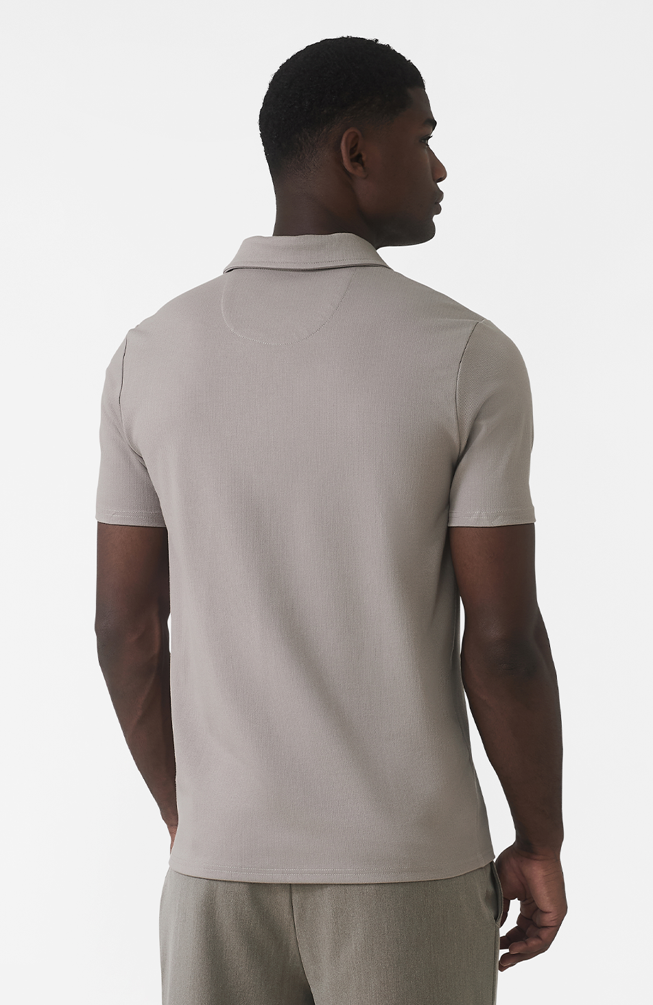 Signature Zip Polo in Monaco Beige