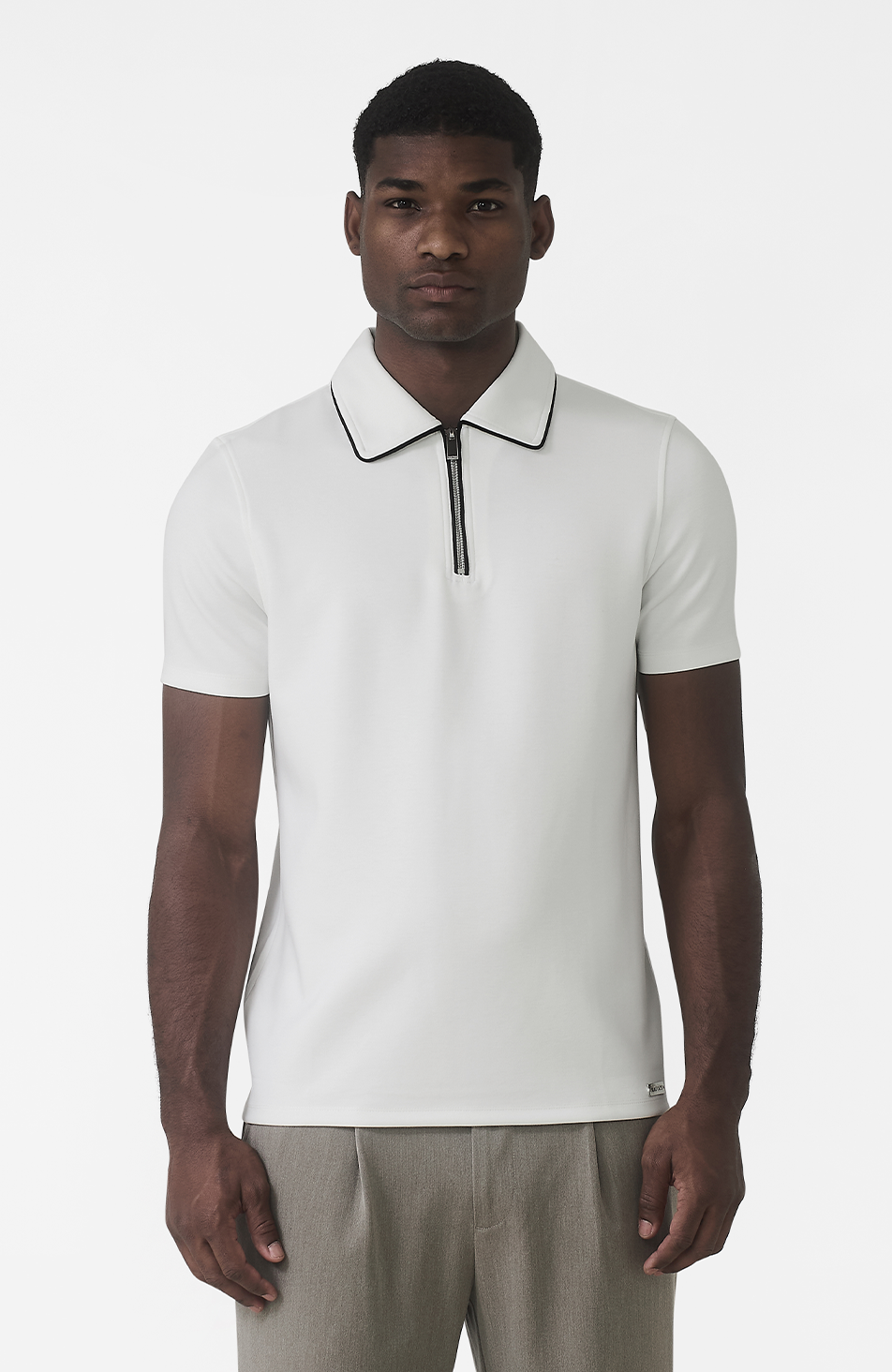 Signature Slim Tipping Polo in White