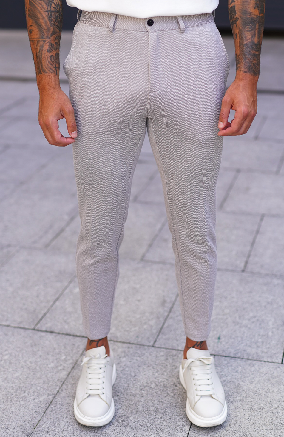 Zig Zag Premium Pants in Ice Grey